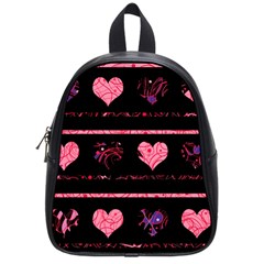 Pink Elegant Harts Pattern School Bags (small) 