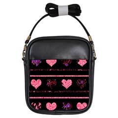 Pink Elegant Harts Pattern Girls Sling Bags