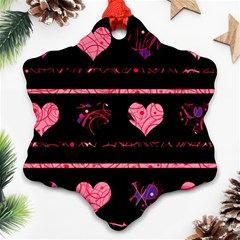 Pink Elegant Harts Pattern Ornament (snowflake) 