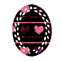 Pink Elegant Harts Pattern Ornament (oval Filigree)  by Valentinaart