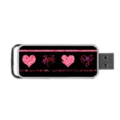 Pink Elegant Harts Pattern Portable Usb Flash (one Side)