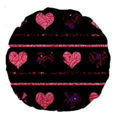 Pink Elegant Harts Pattern Large 18  Premium Round Cushions