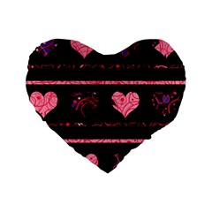 Pink Elegant Harts Pattern Standard 16  Premium Heart Shape Cushions