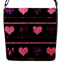 Pink Elegant Harts Pattern Flap Messenger Bag (s) by Valentinaart