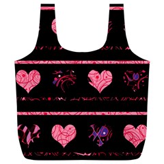 Pink Elegant Harts Pattern Full Print Recycle Bags (l)  by Valentinaart