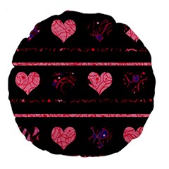 Pink Elegant Harts Pattern Large 18  Premium Flano Round Cushions by Valentinaart