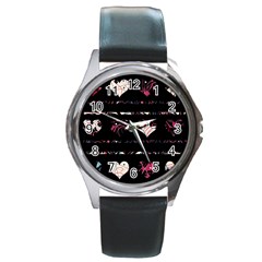 Elegant Harts Pattern Round Metal Watch by Valentinaart