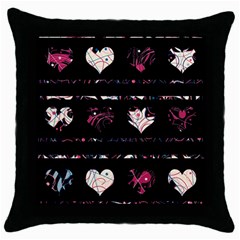 Elegant Harts Pattern Throw Pillow Case (black) by Valentinaart