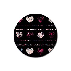 Elegant Harts Pattern Rubber Round Coaster (4 Pack)  by Valentinaart