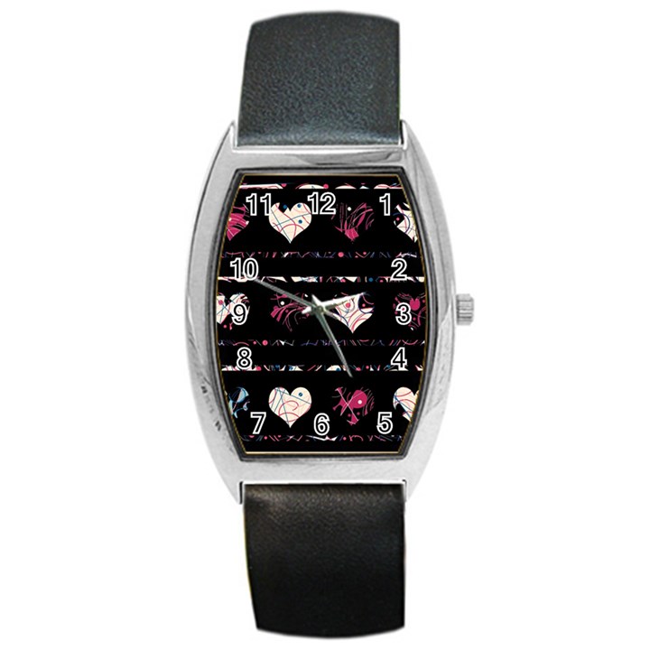 Elegant harts pattern Barrel Style Metal Watch