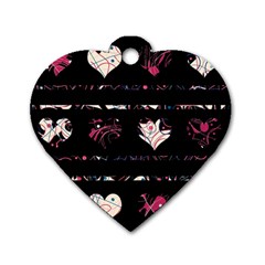 Elegant Harts Pattern Dog Tag Heart (one Side) by Valentinaart