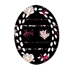 Elegant Harts Pattern Oval Filigree Ornament (2-side)  by Valentinaart