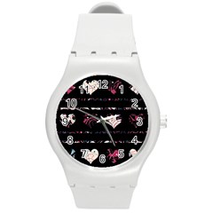 Elegant Harts Pattern Round Plastic Sport Watch (m) by Valentinaart