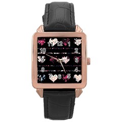 Elegant Harts Pattern Rose Gold Leather Watch  by Valentinaart