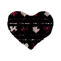 Elegant Harts Pattern Standard 16  Premium Flano Heart Shape Cushions by Valentinaart