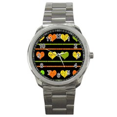 Colorful Harts Pattern Sport Metal Watch by Valentinaart