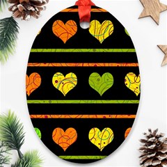 Colorful Harts Pattern Oval Ornament (two Sides)