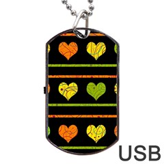 Colorful Harts Pattern Dog Tag Usb Flash (one Side) by Valentinaart