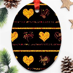 Yellow Harts Pattern Ornament (oval) 