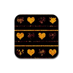 Yellow Harts Pattern Rubber Square Coaster (4 Pack) 