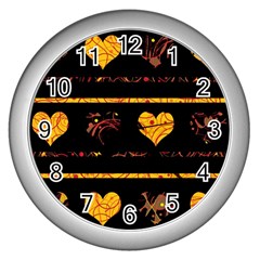 Yellow Harts Pattern Wall Clocks (silver) 