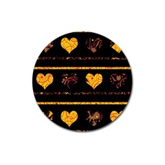 Yellow Harts Pattern Magnet 3  (round)