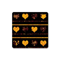 Yellow Harts Pattern Square Magnet by Valentinaart