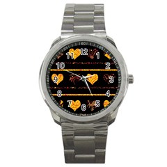 Yellow Harts Pattern Sport Metal Watch by Valentinaart