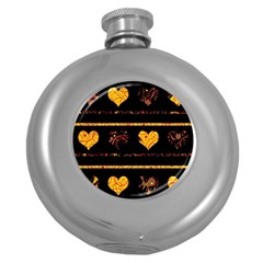 Yellow Harts Pattern Round Hip Flask (5 Oz)