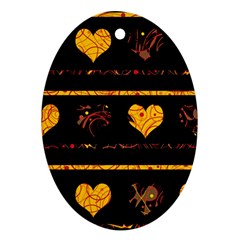 Yellow Harts Pattern Oval Ornament (two Sides)