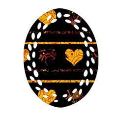 Yellow Harts Pattern Oval Filigree Ornament (2-side) 