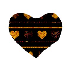 Yellow Harts Pattern Standard 16  Premium Heart Shape Cushions