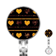 Yellow Harts Pattern Stainless Steel Nurses Watch by Valentinaart