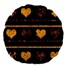 Yellow Harts Pattern Large 18  Premium Flano Round Cushions