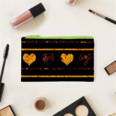 Yellow Harts Pattern Cosmetic Bag (xs) by Valentinaart