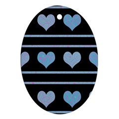 Blue Harts Pattern Ornament (oval)  by Valentinaart