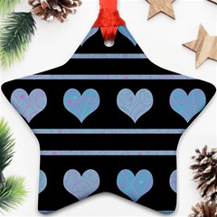 Blue Harts Pattern Ornament (star) 