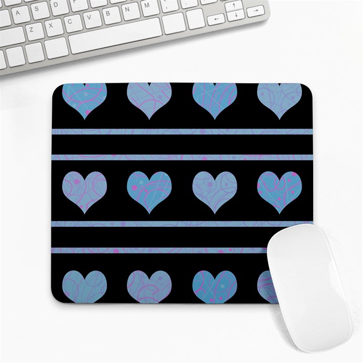 Blue harts pattern Large Mousepads