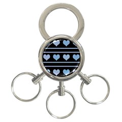 Blue Harts Pattern 3-ring Key Chains