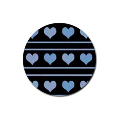 Blue Harts Pattern Rubber Coaster (round) 