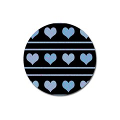 Blue Harts Pattern Magnet 3  (round)