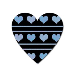 Blue Harts Pattern Heart Magnet