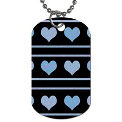 Blue Harts Pattern Dog Tag (one Side) by Valentinaart