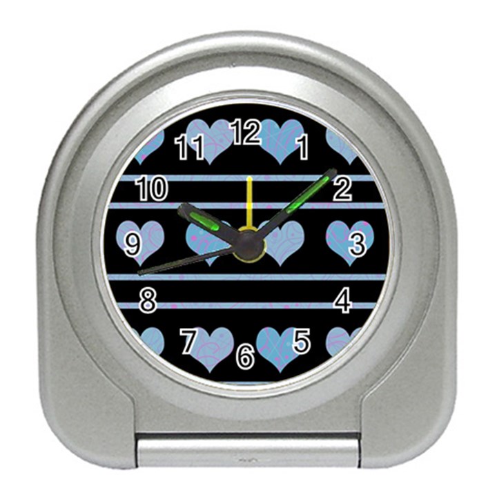 Blue harts pattern Travel Alarm Clocks