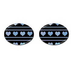 Blue Harts Pattern Cufflinks (oval) by Valentinaart