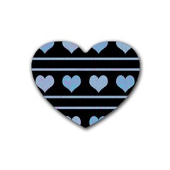 Blue Harts Pattern Rubber Coaster (heart) 