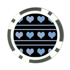 Blue Harts Pattern Poker Chip Card Guards by Valentinaart