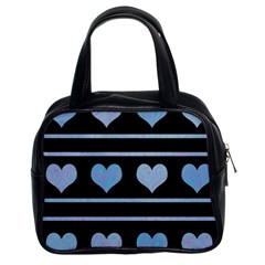 Blue Harts Pattern Classic Handbags (2 Sides) by Valentinaart