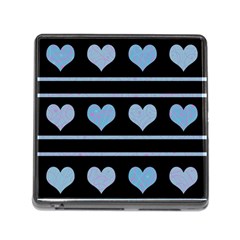 Blue Harts Pattern Memory Card Reader (square) by Valentinaart