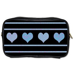 Blue Harts Pattern Toiletries Bags 2-side by Valentinaart